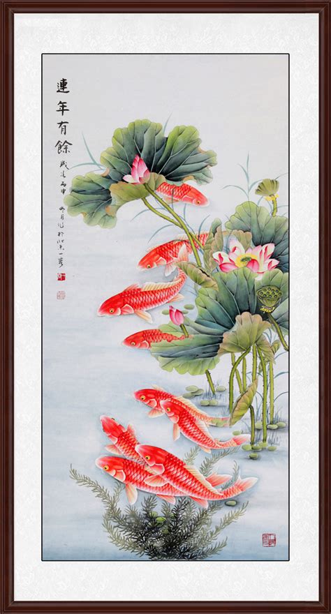 鲤鱼风水画|荷花鲤鱼图 家居常见风水挂画之一